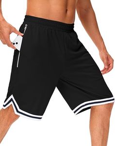 Pantalones Cortos de Baloncesto Largos, Debajo de la Rodilla, de Malla, Deportivos, para Gimnasio, con Bolsillos con Cierre, de Secado Rápido y Ligeros - Product Image 1
