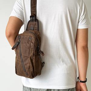 Sac bandoulière classique en cuir et toile, sac de voyage, de randonnée, décontracté, sac à bandoulière, mode, fermeture éclair étanche, vente en gros LCSB-0016 - Product Image 3