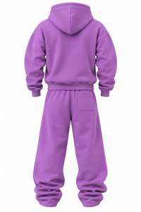 Custom Purple Hooded Tracksuit <b>Set</b> Terry Cotton <b>Jogger</b> Pants Y2K Casual Streetwear Sportswear <b>Matching</b> Outfit - Product Image 2