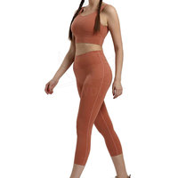 Ensemble de yoga pour femme, logo uni sur le devant, extensible dans les quatre sens, taille élastique, 2 pièces, vêtements de sport et de fitness, nouveau style décontracté 2026