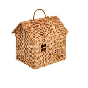 Kids <b>Wicker</b> <b>Basket</b> House Kids Furniture Kids Room Handwoven <b>Wicker</b> House Shape <b>Storage</b> Bag With Handle For Toddler Bedroom Art - Product Image 1
