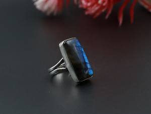 Anillo de Labradorita Azul Natural con Diseño Vintage, Certificado IGI, Chapado en Plata, Joyería de Piedras Preciosas para Mujer, Hecho a Mano, Regalo para Mamá, Fiesta - Product Image 2