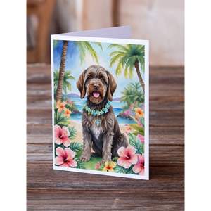 Collection Griffon Luau à poil dur Pack de 8 capricieux A7 Taille 5x7 Cartes vierges avec enveloppes pour salutations - Product Image 2