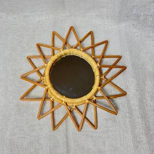 Handcrafted Bamboo Cane <b>Mirror</b> Round Rattan Wall <b>Mirror</b> Rustic Farmhouse Home Decoration Framed Round Design - Product Image 3