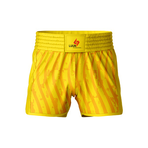 Shorts de boxe personnalisables avec logo camouflage vert pour hommes, 100% polyester, séchage rapide, vêtements d'arts martiaux, shorts de Muay Thai - Product Image 6