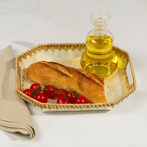Plateaux en rotin tressé pour servir des desserts, du thé et des collations, ensemble de plateaux en bois de la plus haute qualité avec incrustations de coquillages, vente en gros - Product Image 6
