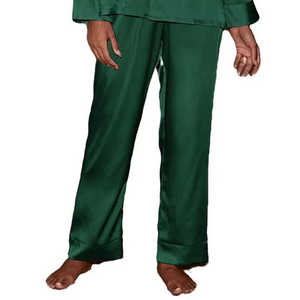 Custom High Quality Women's Elegant Sleepwear Set Breathable Satin <b>Pyjamas</b> 2pcs Long Sleeves Turn Collar Elastic Waist Closure - Product Image 6