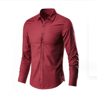 Chemise à manches longues 100% coton, col montant, décontractée, unie, pour homme, qualité supérieure, tenue de bureau, personnalisable, écologique