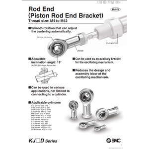 SMC Pneumatics KJ26D Support d'extrémité de tige Extrémité de tige de piston Pièces pneumatiques - Product Image 2