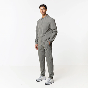 Men's Grey <b>Nylon</b> Tracksuit Zip-Up Jacket <b>Jogger</b> Pants Set Casual Sportswear Outfit Breathable Full Sleeve Solid Color Autumn - Product Image 1