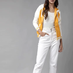 Wholesale Women Winter Knitted <b>Cropped</b> Hoodie Oversized <b>Zip</b> Fashion Hoodies Front Logo Heavyweight 100% Cotton OEM Manufacturer - Product Image 6