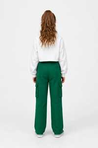 Ensemble survêtement pour filles ONETEN, sweat-shirt à capuche et pantalon cargo, haut blanc, taille élastique verte, tenue décontractée - Product Image 3