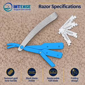 <b>Men</b> Grooming Barber Straight <b>Razor</b> with 100 Pieces Half Blades Box Professional Shaving Tool - Product Image 4