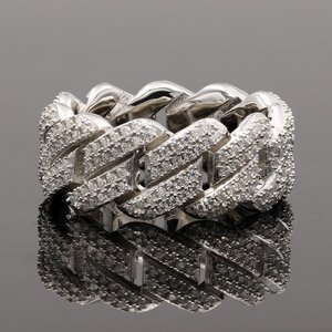 Bracelet Cuban Link en Argent Sterling 925 avec Diamants Moissanite VVS, Bague Iced Out, Bijoux Micro Pavé Tendance Hip Hop, Unisexe - Product Image 4