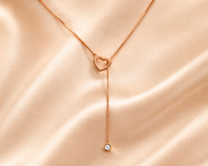 Collar de Plata de Ley 925 Chapado en Oro Rosa con Colgante de Corazón y Diamantes de Imitación para Mujer, Joyería Fina Romántica para Regalo - Product Image 3