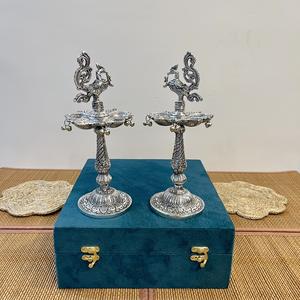 Artesanía en Metal, Pavo Real Plateado, SAMAI / DIYA, Par - Product Image 3