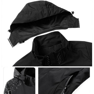 Men's White <b>Hooded</b> <b>Soft</b> <b>Shell</b> <b>Jacket</b> with Stand Collar Waterproof Windproof Zipper Closure Casual Winter Outdoor Wear Front Logo - Product Image 2