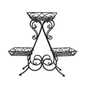 Support de plantes créatif en métal noir, support de pot de fleurs en fer pour intérieur et extérieur, étagère de présentation pour jardinières, décoration d'angle de jardin et de maison - Product Image 6