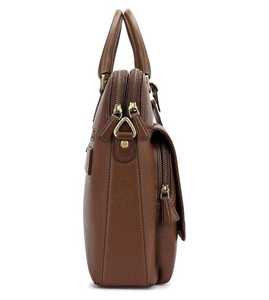 Maletín de Negocios Personalizado OEM al por Mayor para Hombre, de Cuero Genuino Suave, Estilo Vintage con Grano Granulado, Forro Ligero de Poliéster, para Viaje - Product Image 2