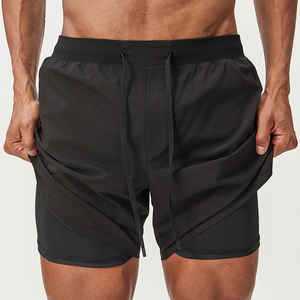 Shorts pour hommes à taille élastique, couleur unie, séchage rapide, coupe mi-haute, décontractés, tissés, 100% polyester - Product Image 5