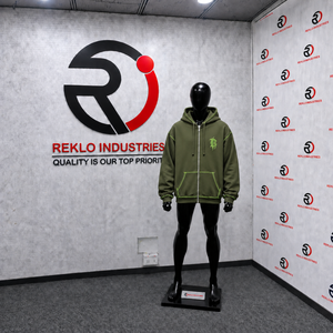 Sudadera con capucha gótica Olive con cremallera, costuras en contraste, estilo oversize, streetwear, logo bordado, unisex, personalizada, moda punk, en oferta - Product Image 3