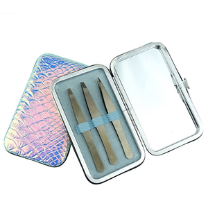 High Quality Stainless Steel Tweezers Set <b>Pointed</b> Tip Professional Eyebrow Tweezer Set - Product Image 5