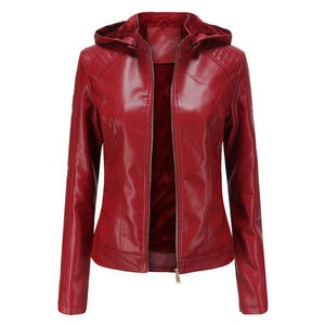 Veste en cuir PU pour femme, hiver 2025, col rabattu, imperméable, respirante, écologique, réversible, noire, OEM - Product Image 1