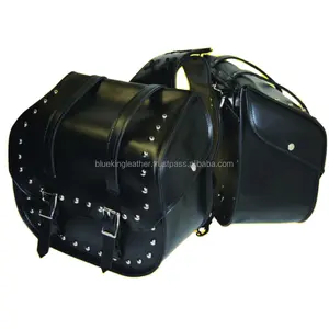 WATER PROOF--Studded Motorcycle Saddle Bags--Fits Almost All Bikes