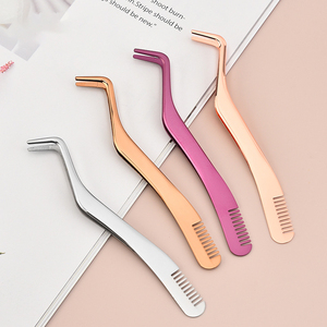 MIRHA INSTRUMENTS Pince à épiler antistatique en acier inoxydable à pointe en C courbée et lisse, longueur 10 mm, pour sourcils - Product Image 3