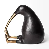 Figurine d'oiseau kiwi plaquée or noir, sculpture animale en aluminium, décoration religieuse moderne antique pour la maison