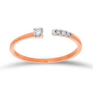 Anillo de Diamantes Compasivo en Oro Rosa, Anillo de Compromiso Minimalista para Mujer, Diamantes Naturales de Corte Redondo, Color G - Product Image 1