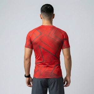 OEM Custom Men's Sporty Jersey Half Sleeve Compression Fitness Shirt Stretch Athletic Gym Workout Performance Apparel - Product Image 2