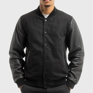 Custom Wool <b>Men</b> Varsity <b>Jacket</b> Leather Sleeve Letterman <b>Baseball</b> <b>Jacket</b> OEM ODM College Team Uniform Private Label Factory - Product Image 6