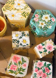 Artisan Hand Painted Wooden <b>Keepsake</b> <b>Box</b> Decorative Vintage Storage Case for Jewelry Gifts and Home Decor Customizable - Product Image 3