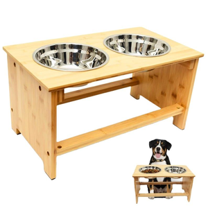 Nuevos Comederos y Bebederos Resistentes de Madera para Perros con Soporte de Acero Inoxidable, Estación de Alimentación para Mascotas - Product Image 6