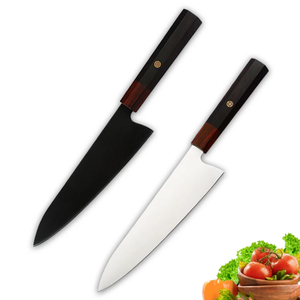 Couteau de chef japonais en acier carbone, forgé à la main, manche en bois, finition haute brillance, ambidextre, écologique, compatible lave-vaisselle, couteau de cuisine - Product Image 2