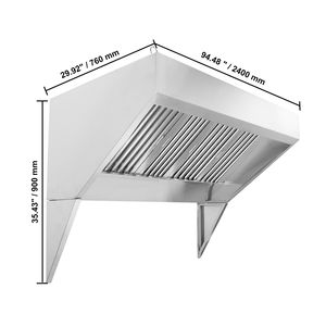 Cappa di scarico commerciale da 8FT in acciaio inossidabile 201 per Food Truck, con griglia a U rimovibile per rimorchi con congelatore - Product Image 2