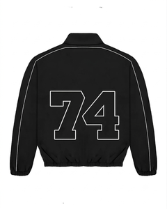 New Arrival Custom Men's Black 74 Printed Tracksuit <b>Set</b> Sporty Windbreaker Jacket With Drawstring Pants Breathable Polyester - Product Image 3