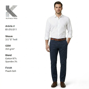 Pantalones Chinos Elásticos Azul Marino Personalizados para Hombre, Algodón y Spandex, 265GSM, Corte Slim Fit, Fabricante OEM ODM - Product Image 3