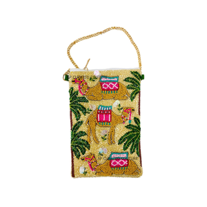 Handmade Seed Beaded Palm Tree <b>Phone</b> <b>Bag</b> Colorful Striped Crossbody Pouch with Gold Chain Strap Trendy Custom Mobile <b>Phone</b> <b>Purse</b> - Product Image 6