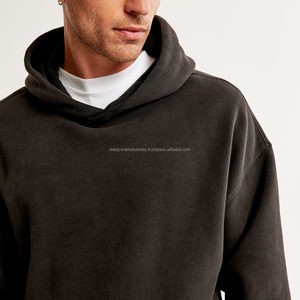 Traje deportivo informal retro para hombre, pantalones de chándal de algodón y poliéster de alta calidad y Sudadera con capucha de punto, suministro ODM de Color sólido personalizado - Product Image 5