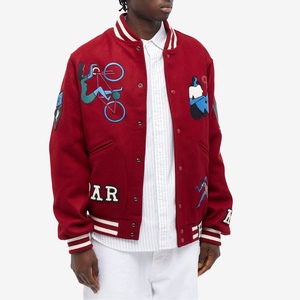 Custom Embroidery Varsity <b>Jacket</b> Red Letterman Baseball Bomber <b>Jacket</b> for <b>Men</b> Women Vintage Streetwear Graphic Patchwork Coat - Product Image 2