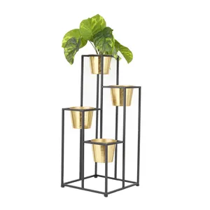 Modern Metal Floor <b>Vase</b> Stand with <b>Gold</b> Pots Handmade Decorative Plant Holder for Interior Design - Product Image 2