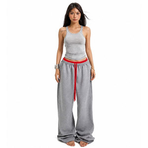 Women Fashion Lounge Wear Sleeveless Tank Top Elastic Waist Sweatpants Two Piece <b>Set</b> Women's Street Style Tank Top and Wide Leg - Product Image 5