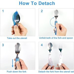 Utensilios de Camping Portátiles de Acero Inoxidable 4 en 1, Juego de Cubiertos Ligero de 5 Piezas, Tenedor, Cuchara, Abrebotellas para Aventuras al Aire Libre - Product Image 4