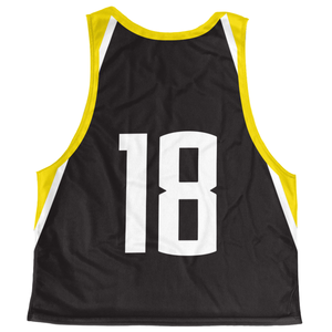 OEM Lacrosse Pinnies Personalized Reversible Practice Vest Athletic Team Black White Yellow Sublimated Tank <b>Top</b> Unisex Moisture - Product Image 5