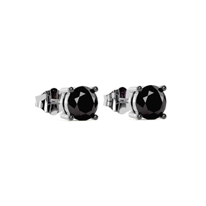 Solid 925 Sterling Silver Classic Round Onyx <b>Stud</b> <b>Earrings</b> Rhodium Plated Stainless Steel Claw Setting Unisex Jewelry - Product Image 3