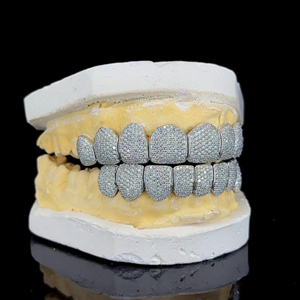 Hip Hop Custom 925 Silver Silver/Rhodium Plated Iced Moissanite Teeth Grillz IGI Certified Luxury Body Jewelry for Wedding - Product Image 2