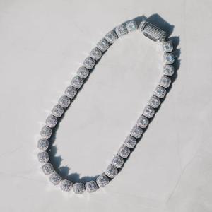 Men's 925 Silver Rhodium 14k Gold Brilliant Cut Pave <b>Statement</b> <b>Necklace</b> Geometric Link Chain Luxury Everyday Wear Wedding - Product Image 2