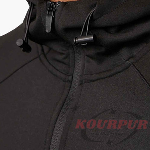 <b>Black</b> Hooded Jacket Regular Fit Zipper Casual Autumn Wear Hoodie For <b>Men</b> In Reasonable Price - Product Image 4
